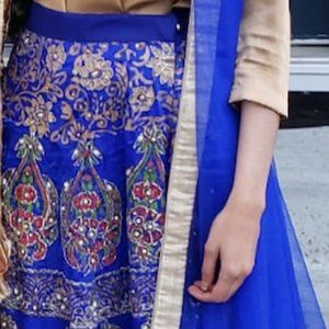 Blue BlockPrinted  Lehenga